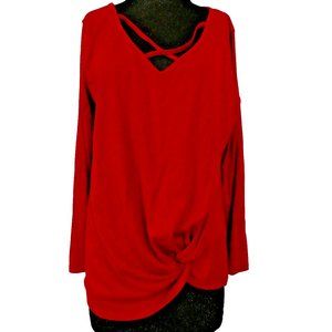 Christmas Red Blouse Niashot Long Sleeve Women Size 2XL Holiday Party Office NWT
